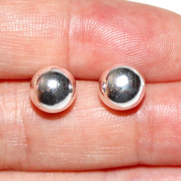 Sterling Silver Ball Stud Earrings - Picture 4 of 4